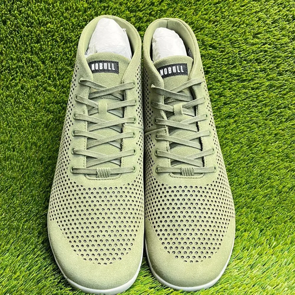 Nobull Mid Suede Trainers Mens Size 18 Green White Running Lace Up Shoes Sneaker